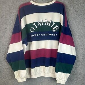 Vintage Gimmie Sweatshirt Mens L Colorblock World Tour International Rap Tee Y2K